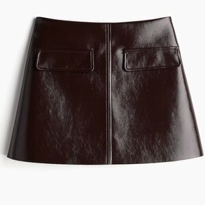 H&M Limited Edition Coated Mini Skirt Burgundy